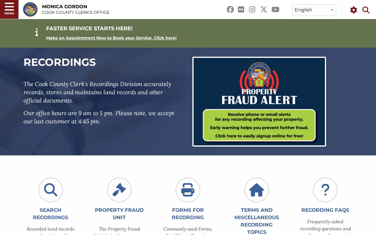 Tinley Park residents directory Cook recordings portal