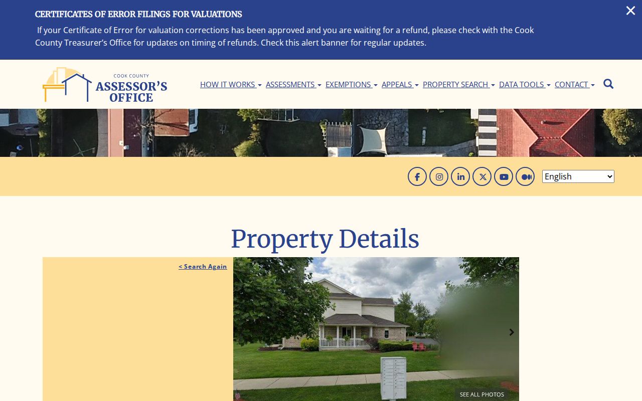 Tinley Park residents directory sample parcel card