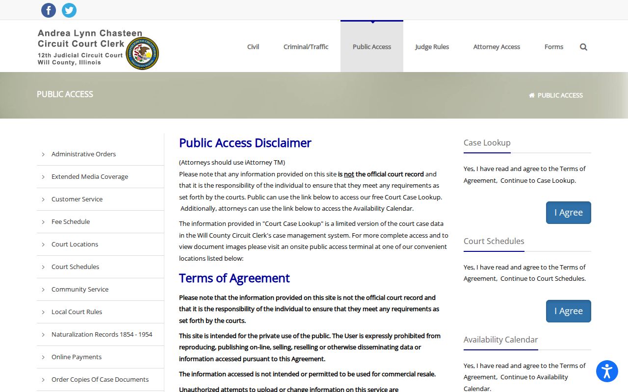 Tinley Park resident lookup at the Will County court portal